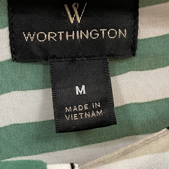 Worthington Long Sleeve Blouse Semi- Sheer Multi Color Geometric Artsy Boho Sz M - Picture 6 of 9